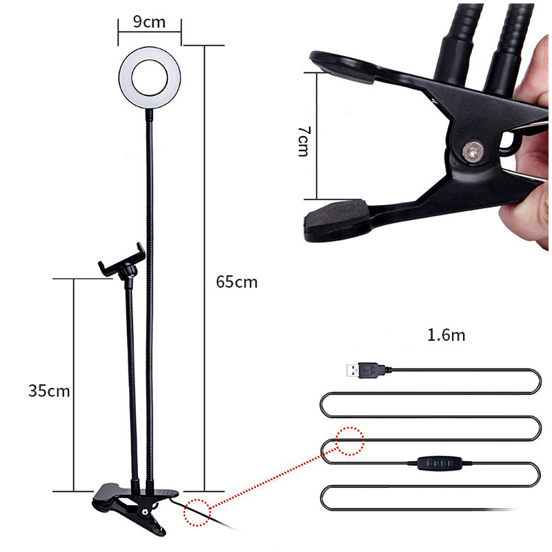 I-Desktop Hose Clip Light 2 ku-1 Cell Phone Light Gcwalisa ukukhanya